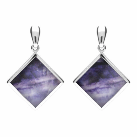 Sterling Silver Blue John Rhombus Drop Earrings