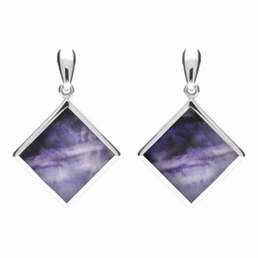 Sterling Silver Blue John Rhombus Drop Earrings