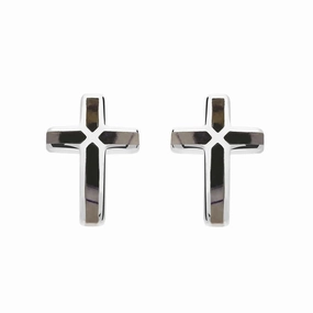 Sterling Silver Blue John Small Cross Stud Earrings