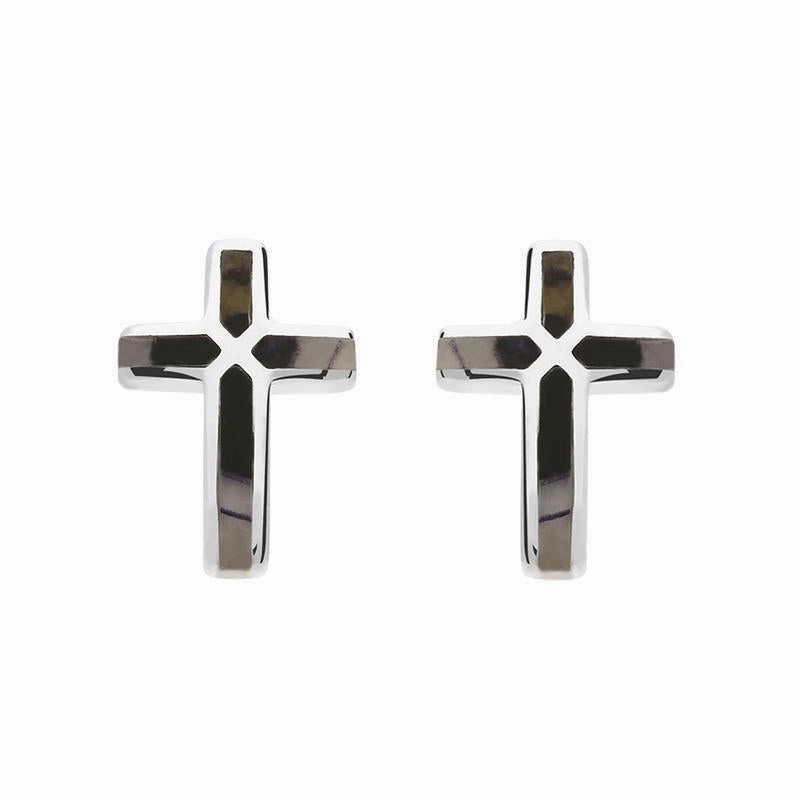 Sterling Silver Blue John Small Cross Stud Earrings