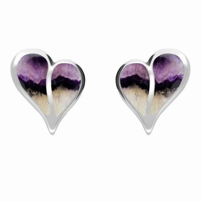 Sterling Silver Blue John Split Heart Stud Earrings