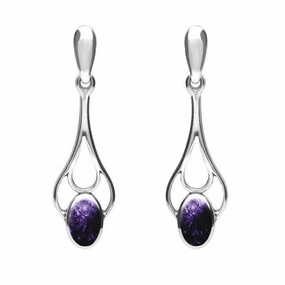 Sterling Silver Blue John Spoon Drop Earrings