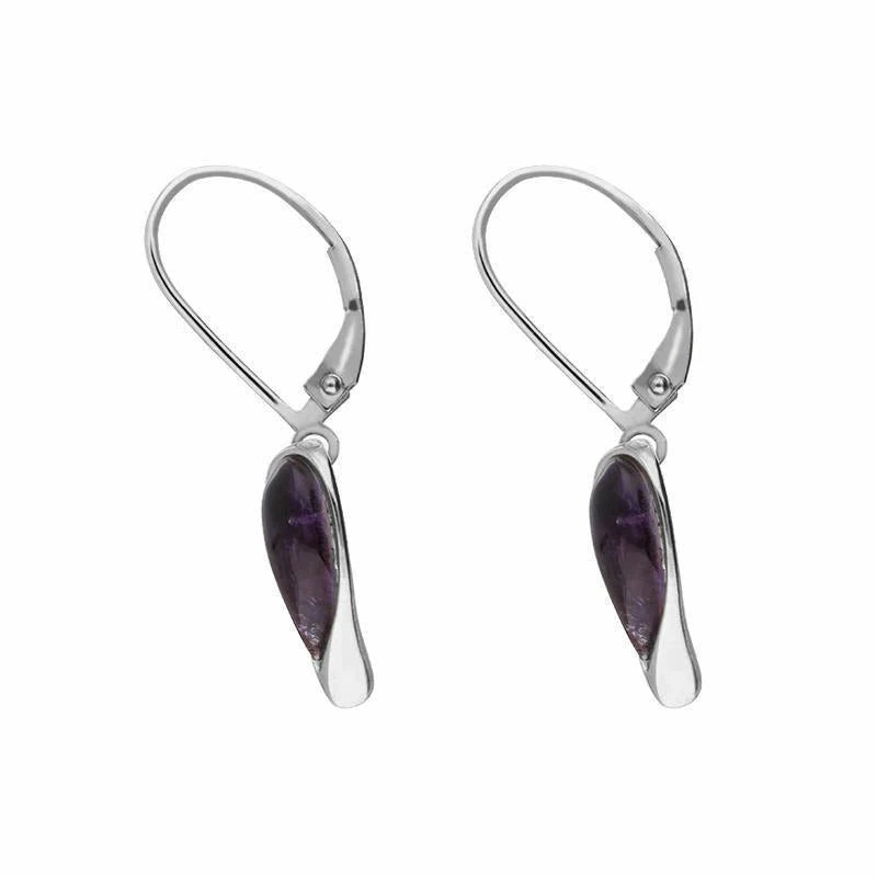 Sterling Silver Blue John Swirl Heart Drop Earrings