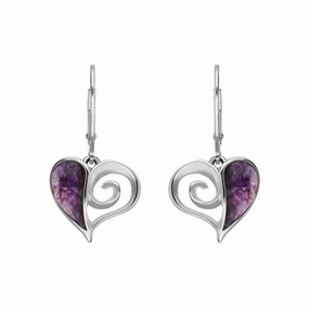 Sterling Silver Blue John Swirl Heart Drop Earrings