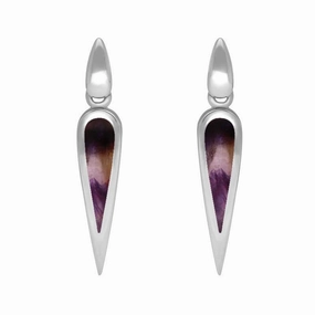 Sterling Silver Blue John Toscana Slim Pear Drop Earrings