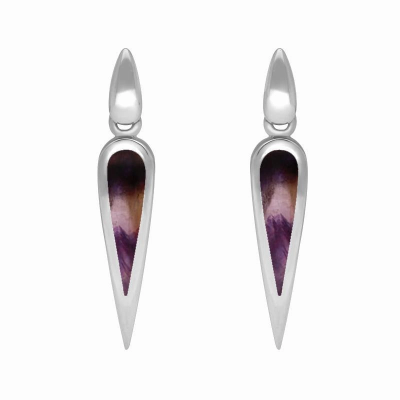 Sterling Silver Blue John Toscana Slim Pear Drop Earrings