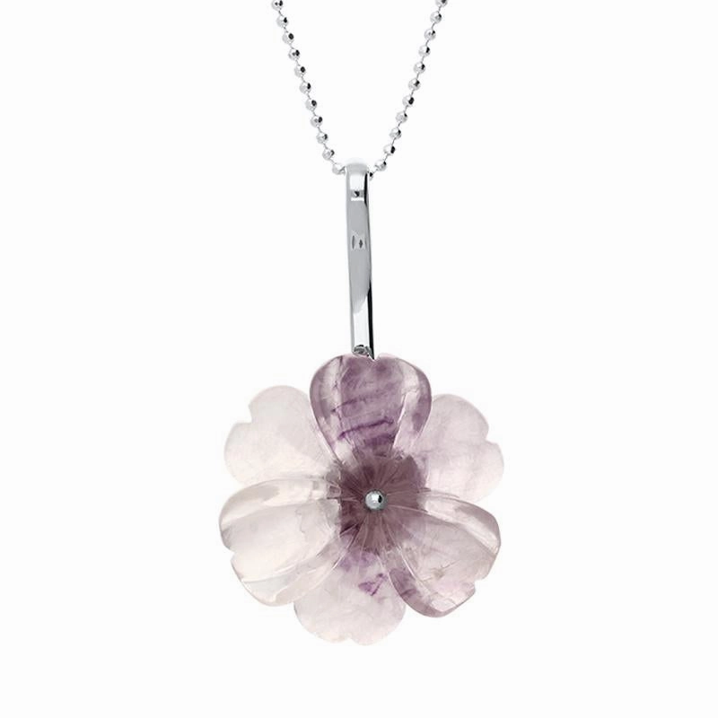 Sterling Silver Blue John Tuberose 27mm Dahlia Necklace