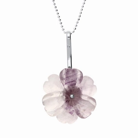 Sterling Silver Blue John Tuberose 27mm Dahlia Necklace
