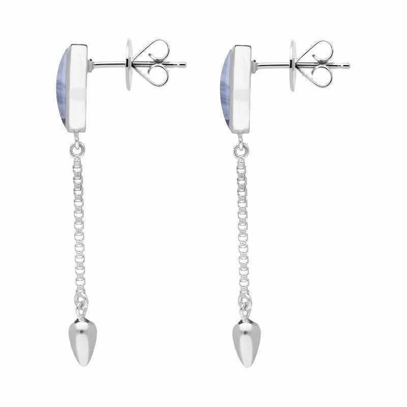 Sterling Silver Blue Lace Agate Lineaire Medium Drop Stud Earrings