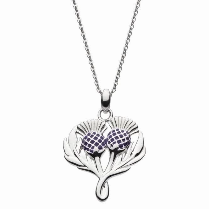 Sterling Silver Cailin Twinned Thistle Purple Enamel Pendant 9315PE024