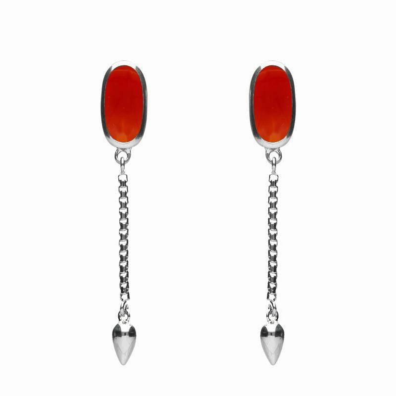 Sterling Silver Carnelian Lineaire Medium Drop Stud Earrings