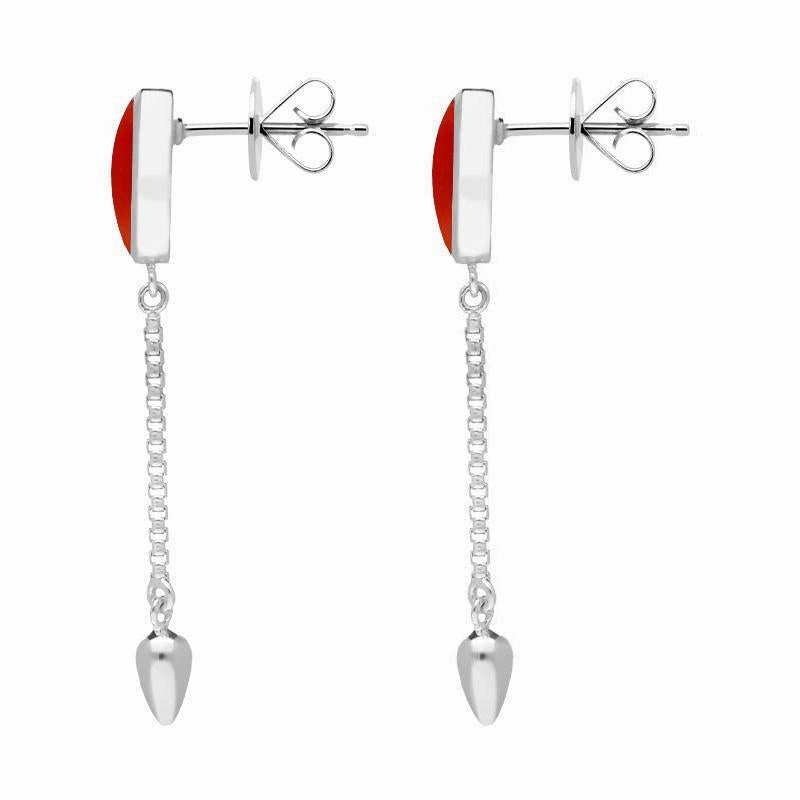 Sterling Silver Carnelian Lineaire Medium Drop Stud Earrings