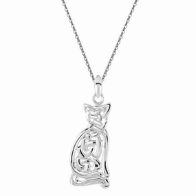 Sterling Silver Celtic Creatures Cat Pendant 9256HP