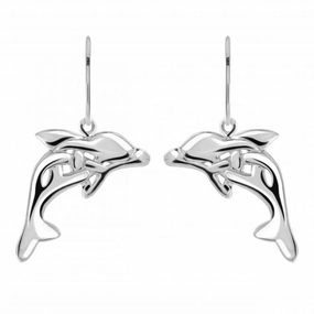 Sterling Silver Celtic Creatures Dolphin Drop Earrings 6249HP