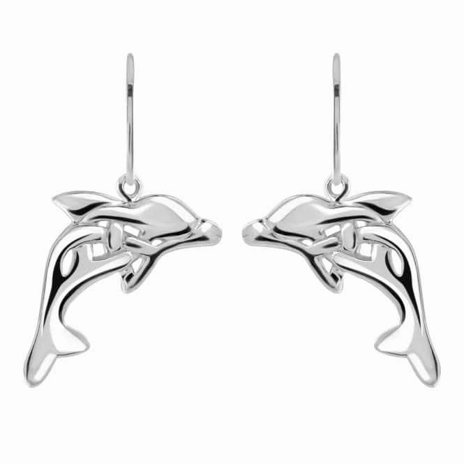 Sterling Silver Celtic Creatures Dolphin Drop Earrings 6249HP