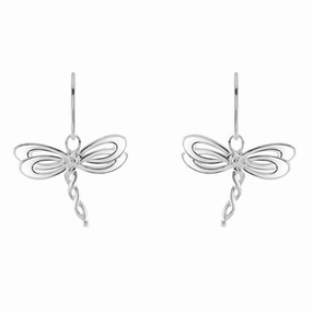 Sterling Silver Celtic Creatures Dragonfly Drop Earrings 6254HP