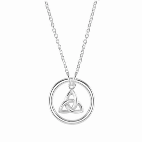 Sterling Silver Celtic Ringed Trinity Knot Necklace 9273HP