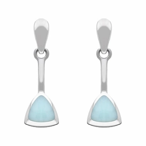 Sterling Silver Chrysoprase Curved Triangle Drop Earrings