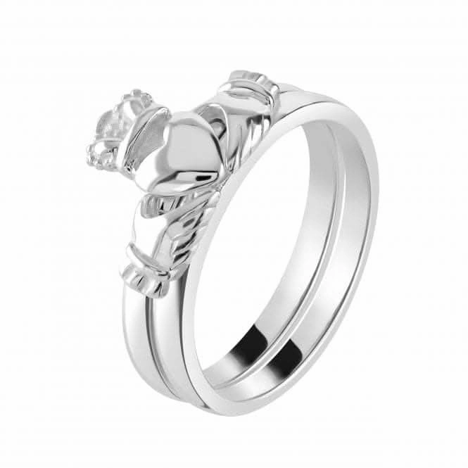 Sterling Silver Claddagh Two Piece Stacking Ring 2383HP