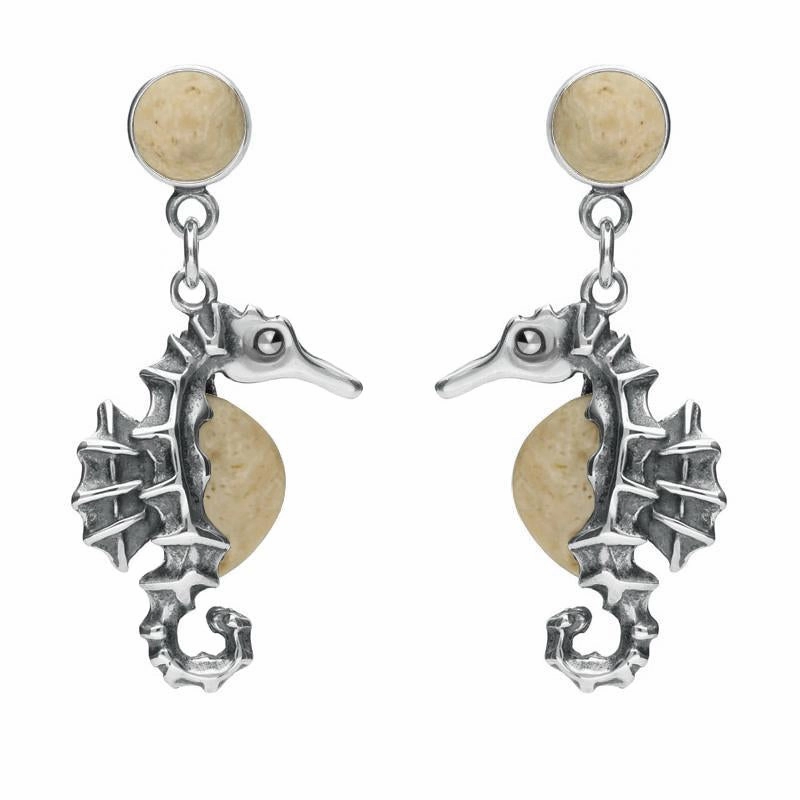 Sterling Silver Coquina Seahorse Drop Earrings