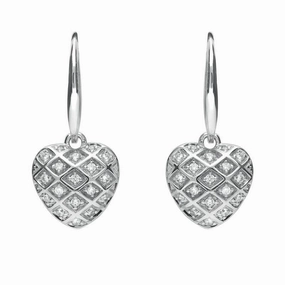 Sterling Silver Cubic Zirconia Heart Hook Drop Earrings D