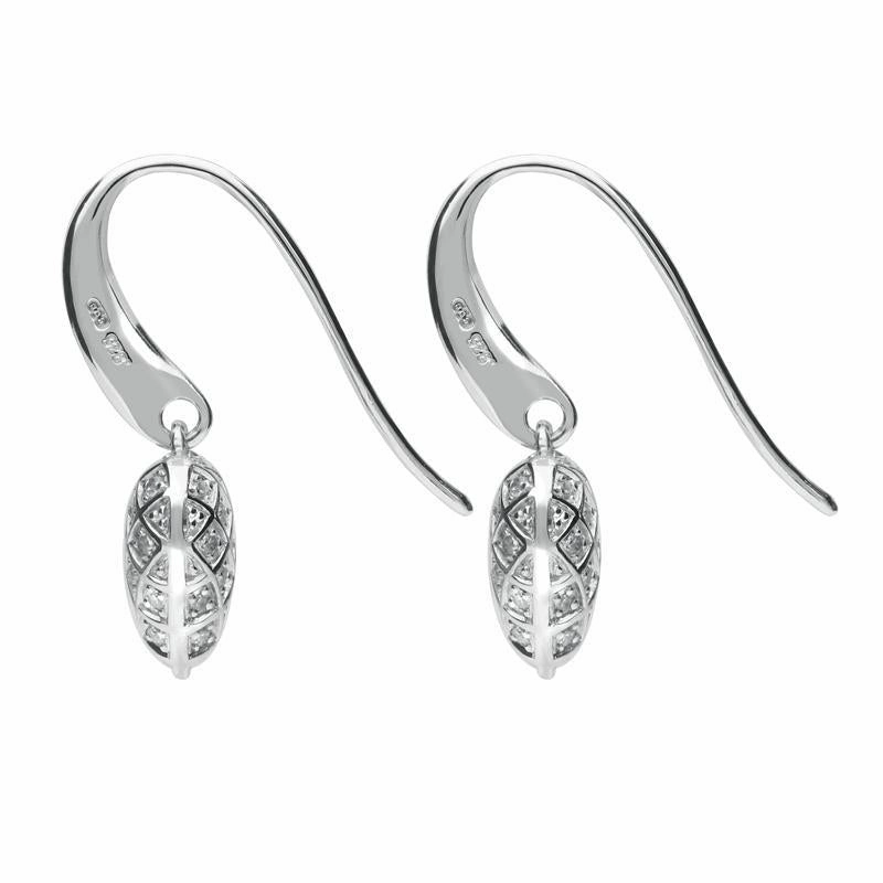 Sterling Silver Cubic Zirconia Heart Hook Drop Earrings D