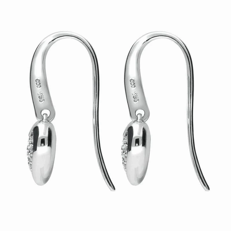 Sterling Silver Cubic Zirconia Small Heart Drop Earrings