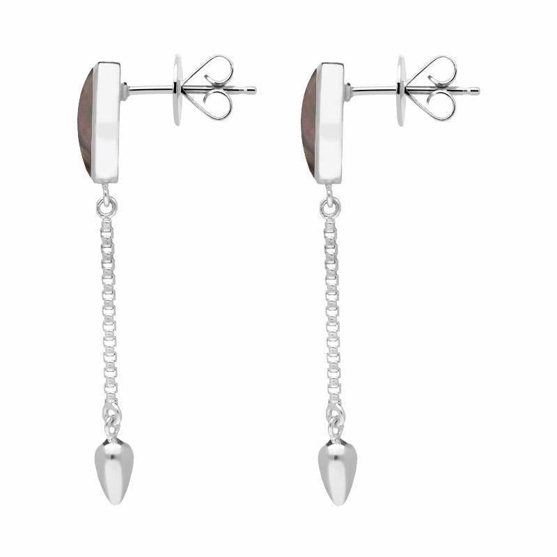 Sterling Silver Dark Mother of Pearl Lineaire Medium Drop Stud Earrings