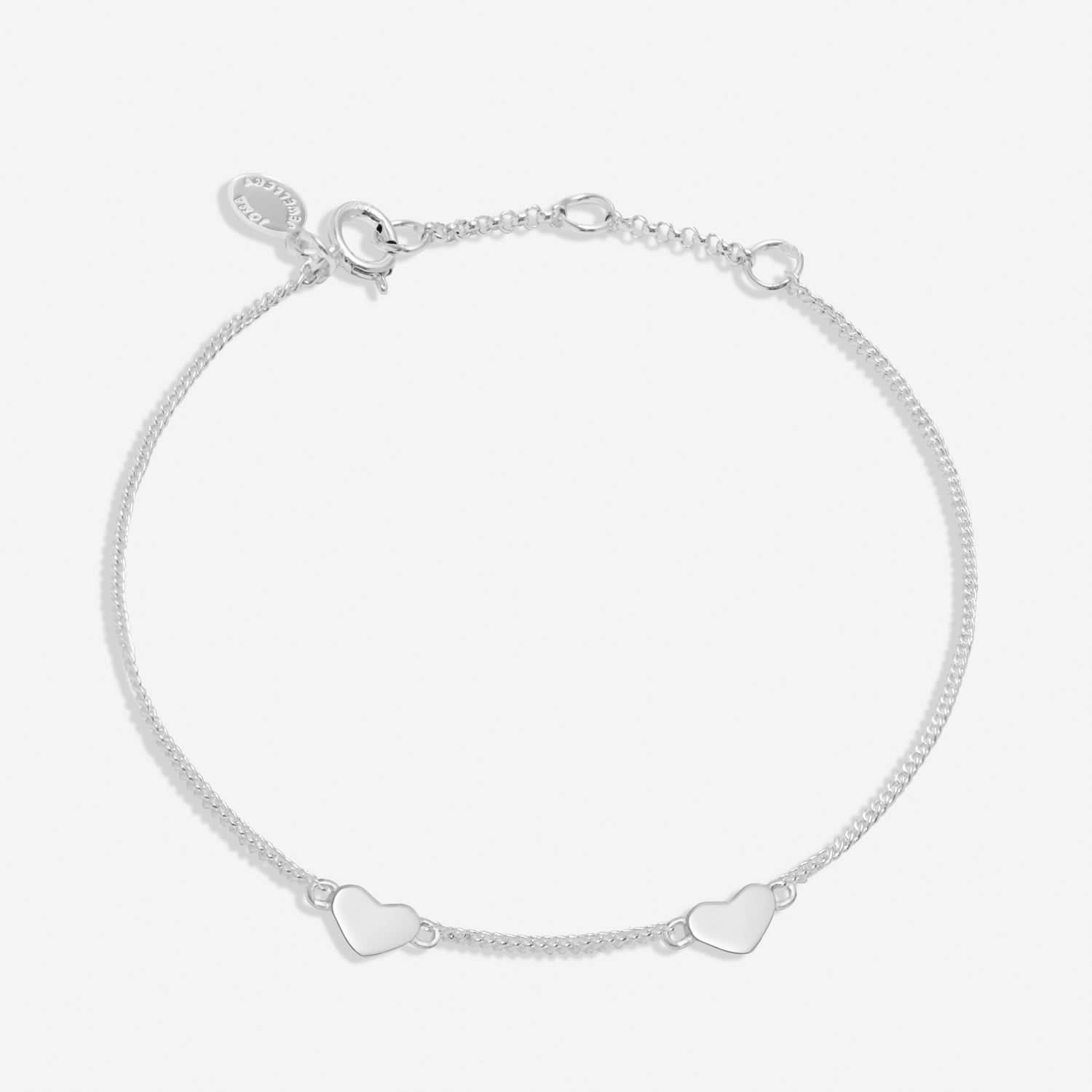 Sterling Silver Double Heart 16cm   3cm Extender Bracelet JJS0126