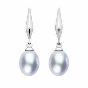 Sterling Silver Grey Pearl Drop Earrings