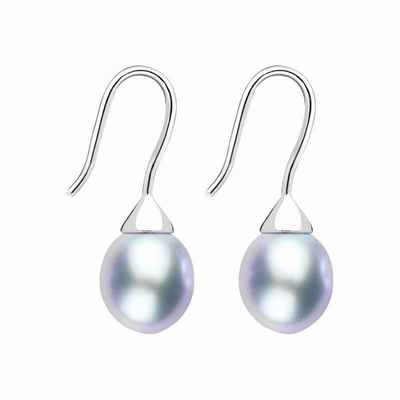 Sterling Silver Grey Pearl Hook Drop Earrings