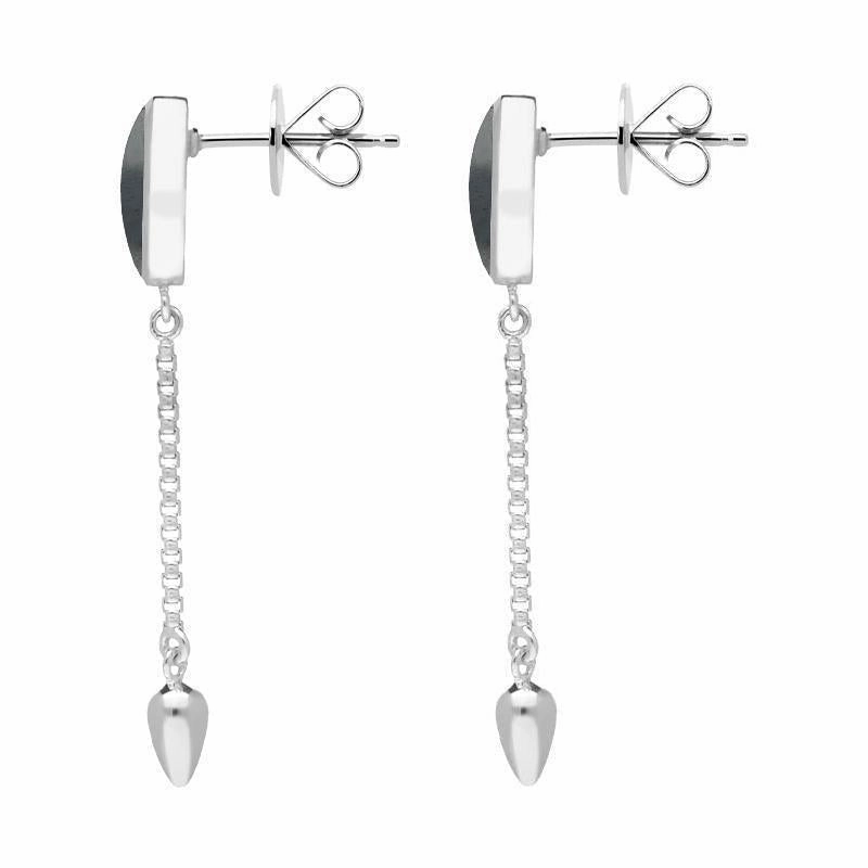 Sterling Silver Hematite Lineaire Medium Drop Stud Earrings