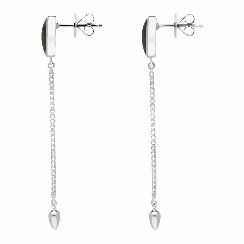 Sterling Silver Jade Lineaire Long Drop Stud Earrings