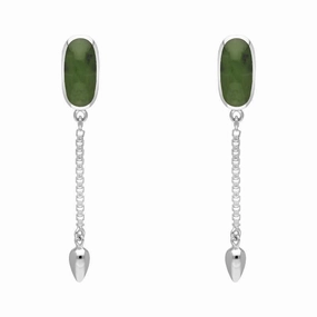 Sterling Silver Jade Lineaire Medium Drop Stud Earrings
