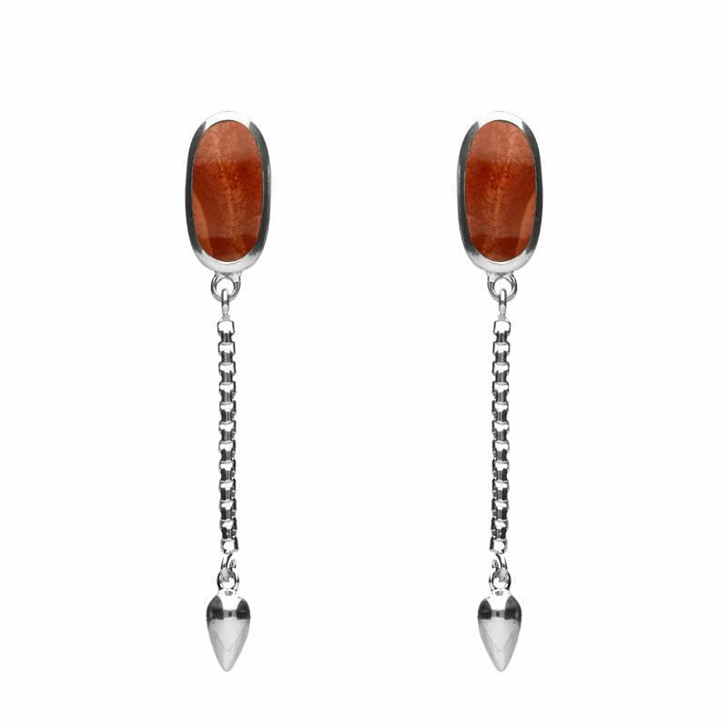 Sterling Silver Jasper Lineaire Medium Drop Stud Earrings