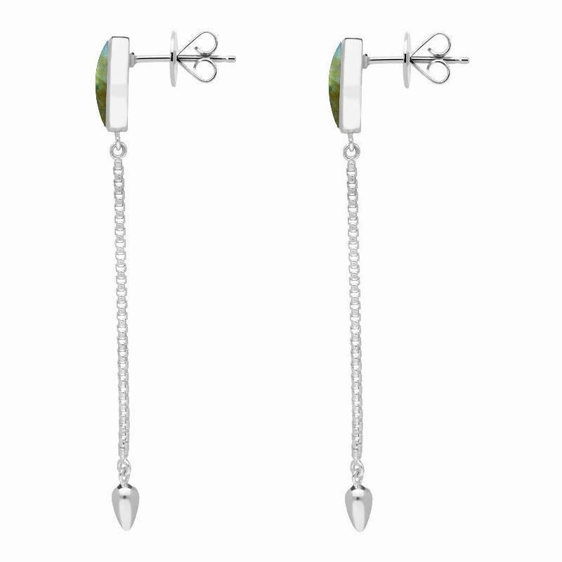 Sterling Silver Labradorite Lineaire Long Drop Stud Earrings