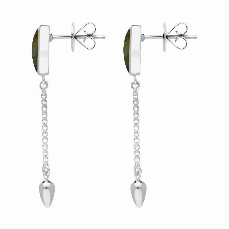 Sterling Silver Labradorite Lineaire Medium Drop Stud Earrings