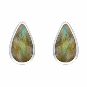 Sterling Silver Labradorite Small Teardrop Stud Earrings
