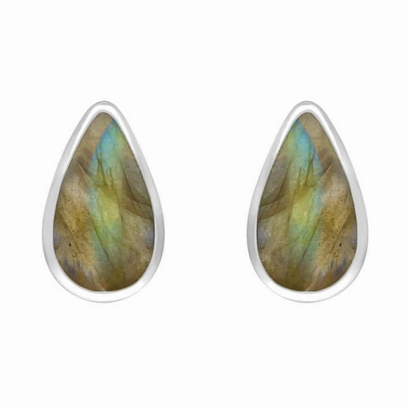 Sterling Silver Labradorite Small Teardrop Stud Earrings