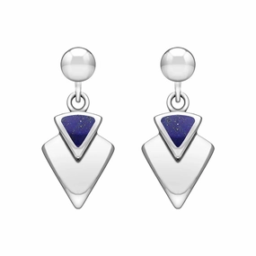 Sterling Silver Lapis Lazuli Arrowhead Drop Earrings