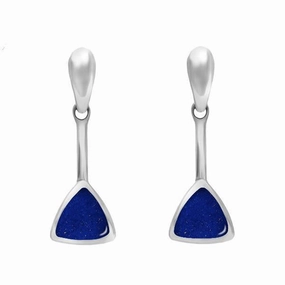 Sterling Silver Lapis Lazuli Curved Triangle Drop Earrings