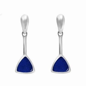 Sterling Silver Lapis Lazuli Curved Triangle Drop Earrings