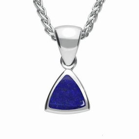 Sterling Silver Lapis Lazuli Curved Triangle Small Necklace