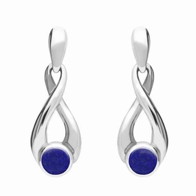 Sterling Silver Lapis Lazuli Eternity Loop Drop Earrings