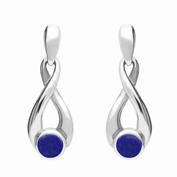 Sterling Silver Lapis Lazuli Eternity Loop Drop Earrings