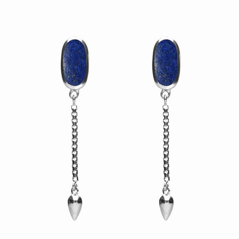 Sterling Silver Lapis Lazuli Lineaire Medium Drop Stud Earrings