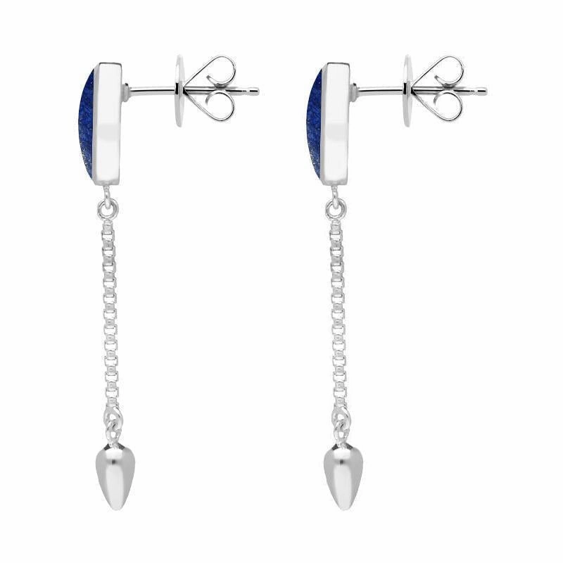 Sterling Silver Lapis Lazuli Lineaire Medium Drop Stud Earrings