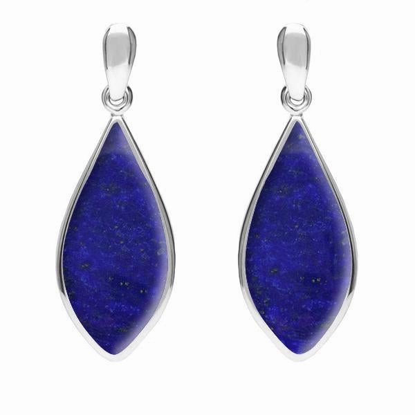 Sterling Silver Lapis Lazuli Pointed Pear Drop Earrings