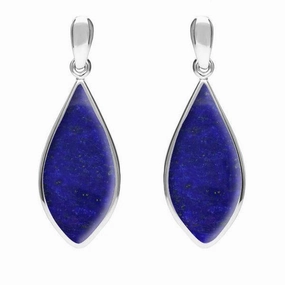 Sterling Silver Lapis Lazuli Pointed Pear Drop Earrings
