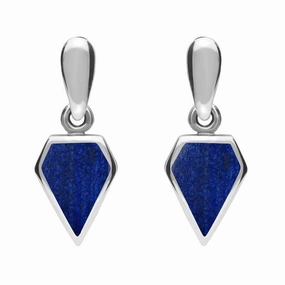 Sterling Silver Lapis Lazuli Small Kite Drop Earrings